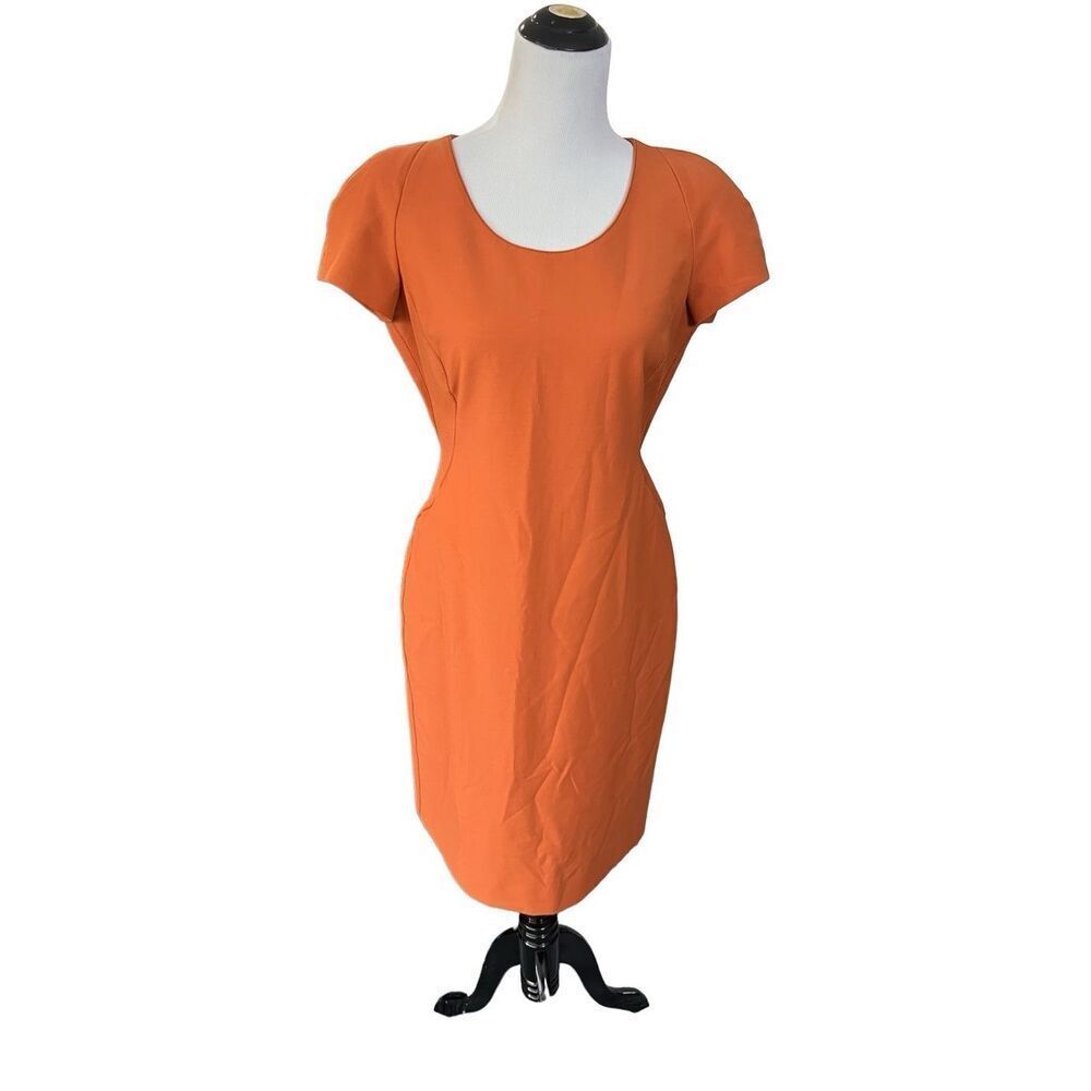 Armani Collezioni coral/orange classic carrier dress back zip size 10 - Picture 2 of 10